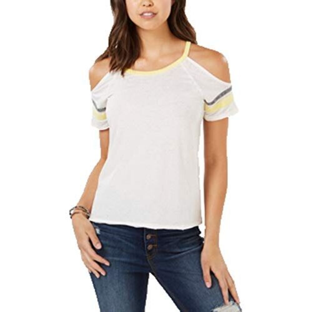 Hippie Rose Juniors Cold Shoulder Football T-Shirt